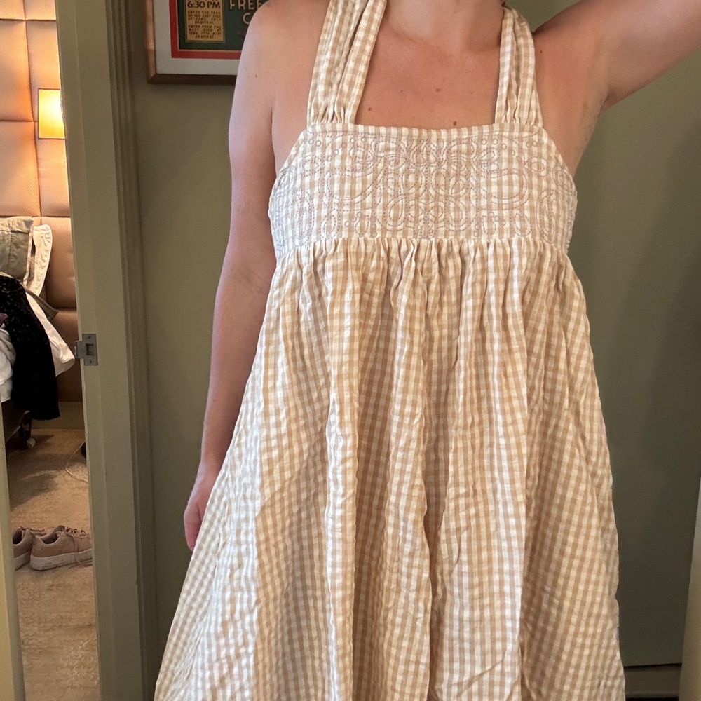 Kimchi Blue Beige Gingham Dress